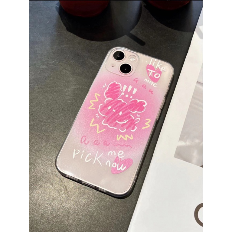✅Ốp Điện Thoại Màu Hồng Trong Suốt Hình Chú Chó Cho Iphone 12 promax 13Pro 1114 1ECL
