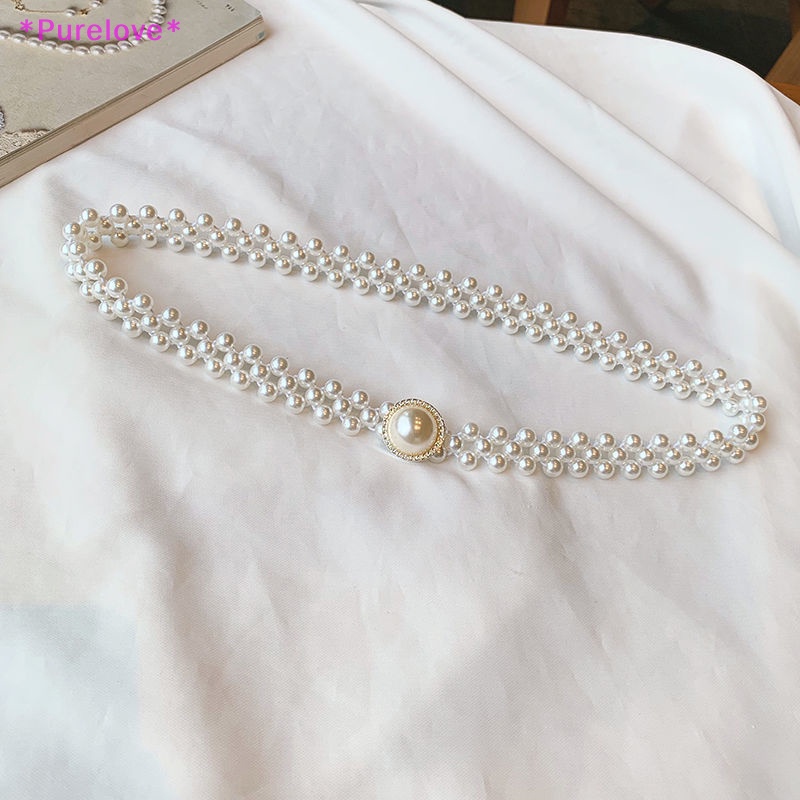 Thắt Lưng Co Giãn Đính Ngọc Trai Thời Trang Dành Cho Nữ Mới