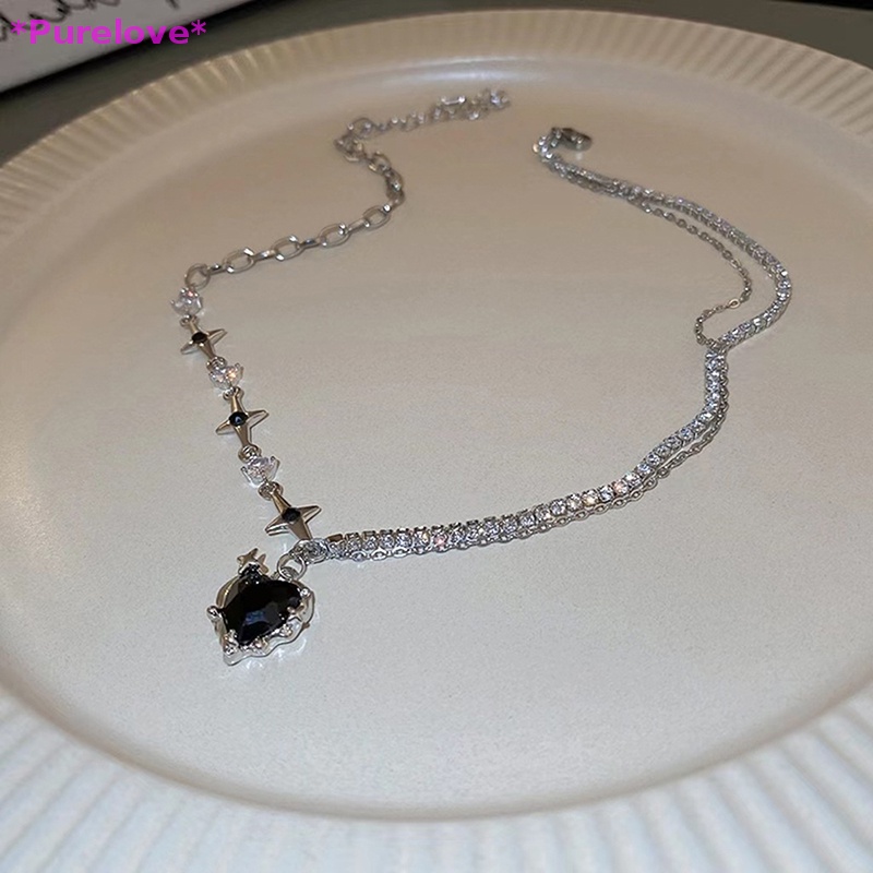 Vòng cổ Mặt Hình Giọt Nước Đính Đá Pha Lê Hình Trái Tim Thời Trang Mới