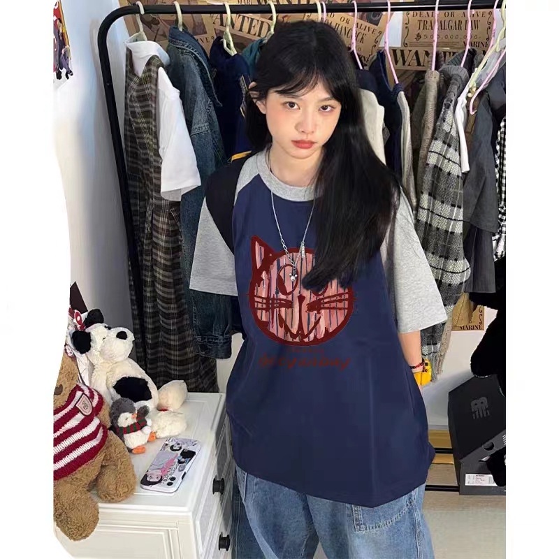 Áo Thun Tay Ngắn In Họa Tiết Sáng Tạo Phong Cách Mỹ Cho Nữ