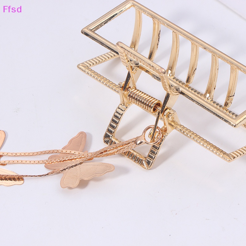 Kẹp Tóc Hình Bướm Lớn Màu Vàng Đính Ngọc Trai Thanh Lịch