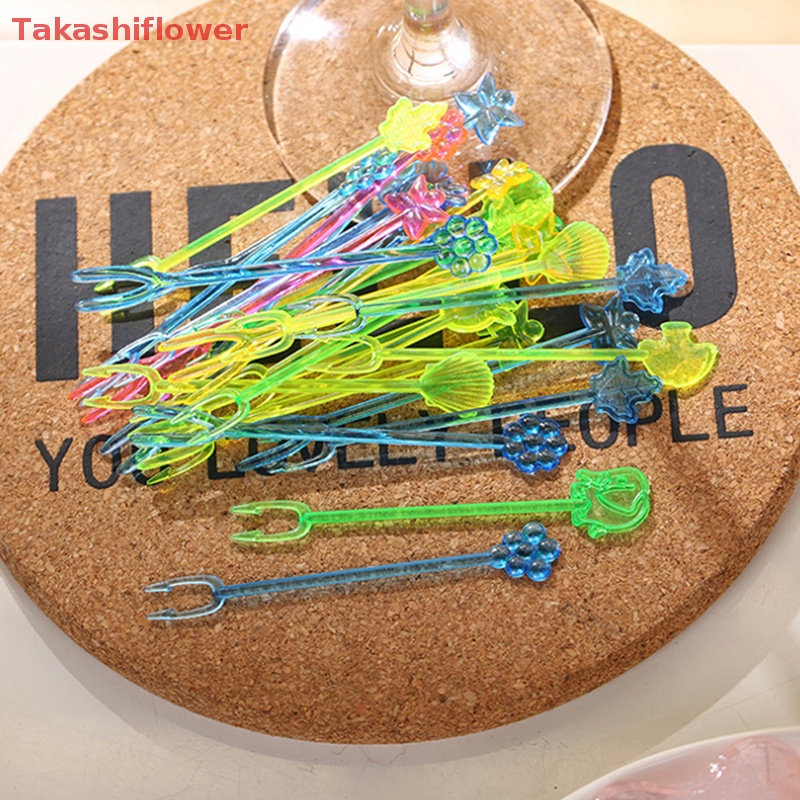 Set 50 / 100 Nĩa Ăn Trái Cây Họa Tiết Hoạt Hình Dễ Thương Cho Bé