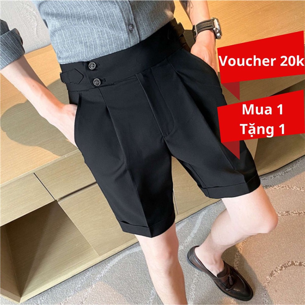 Quần short âu nam cạp cao VNICESTORE 2 khuy Hàn Quốc form đẹp , Có Sidetab chỉnh eo, chất vải thoáng mát co dãn nhẹ