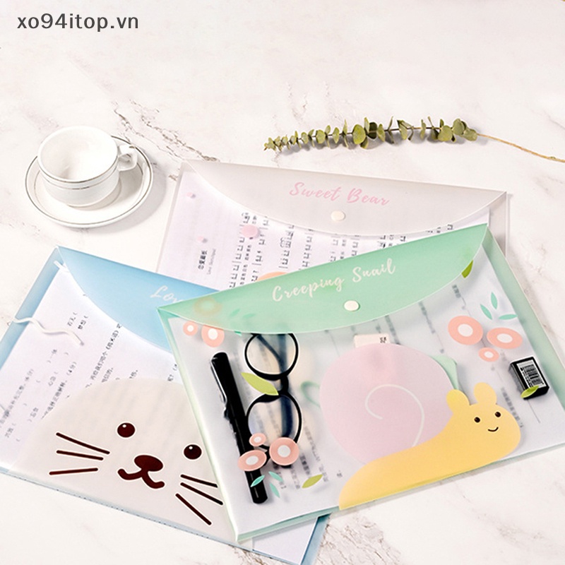 Túi Đựng Tài Liệu Khổ A4 Bằng PVC Trong Suốt Họa Tiết Hoạt Hình Chống Thấm Nước