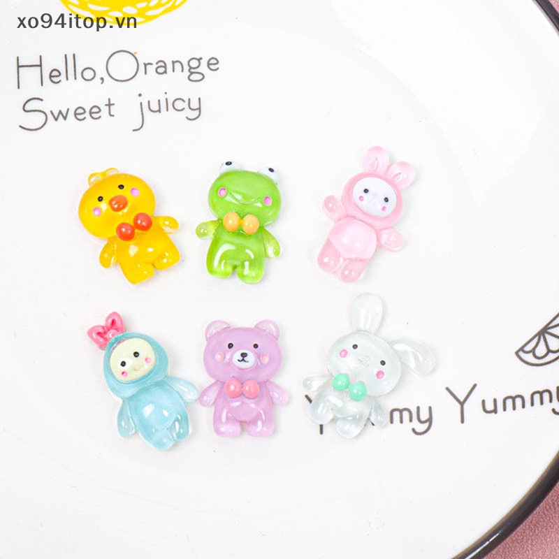 Xoitop Set 5 Phụ Kiện Trang Trí Điện Thoại Hình Động Vật Hoạt Hình Dạ Quang DIY