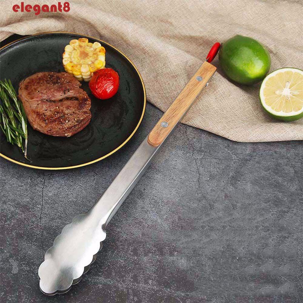 Kẹp Gắp Thức Ăn Bằng Thép Không Gỉ Với Tay Cầm Bằng Gỗ Tiện Dụng