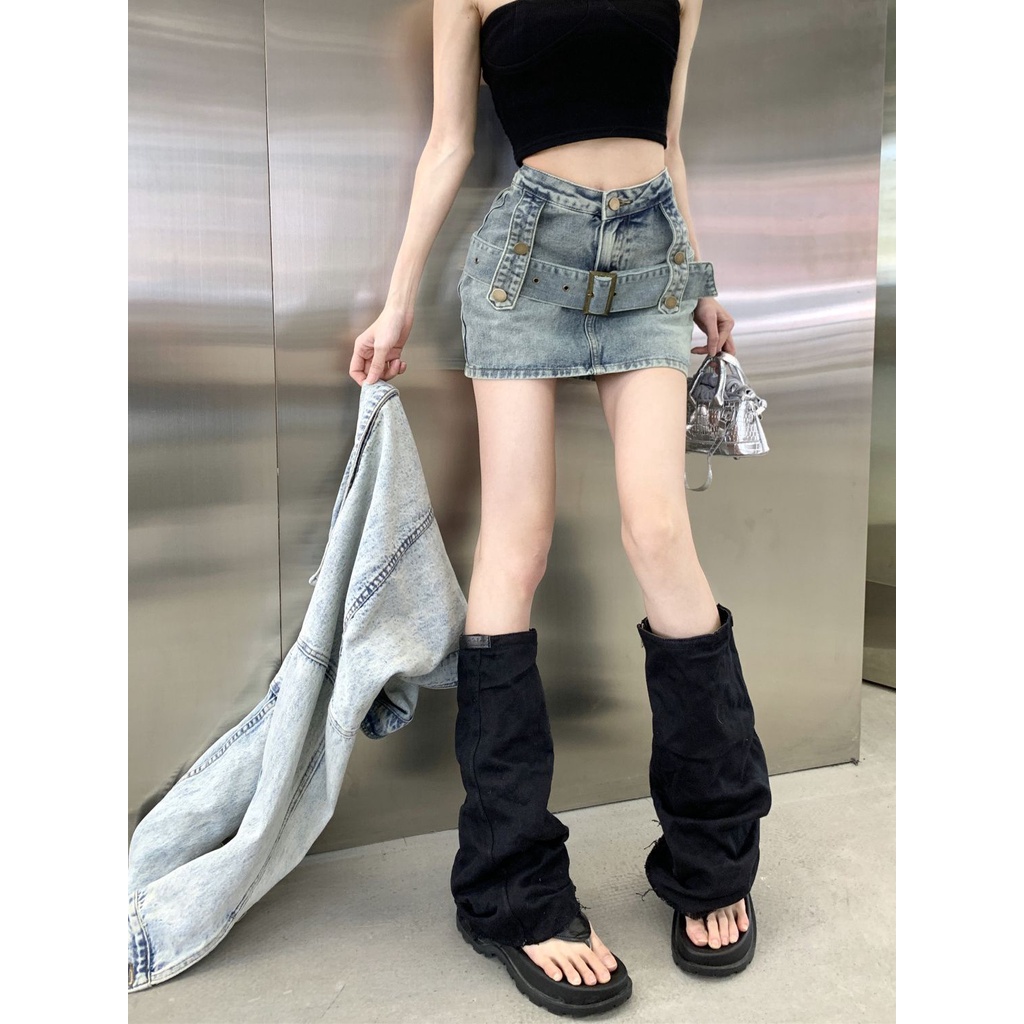 Chân váy Chân váy jean Chân Váy Bò váy nữ Chân Váy Chữ A set váy 2023 New Style MA1012