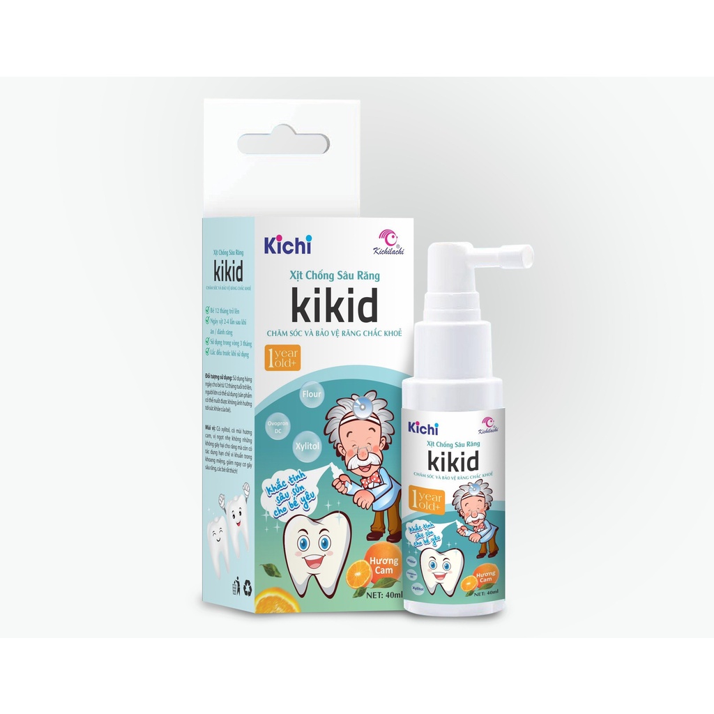 Xịt chống xâu răng Kikid Kichi 2 màu Xanh - Đỏ cho bé  Bebi123