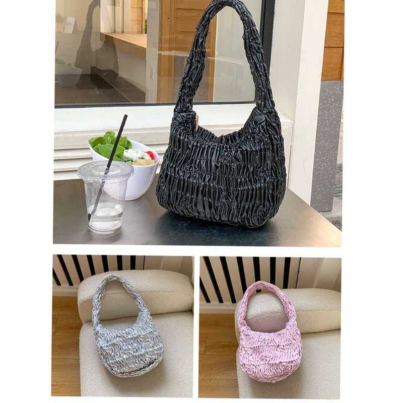 Youyo Túi Xách Tote Xếp Ly Màu Trơn Đơn Giản Sang Trọng Mùa Hè Cho Nữ