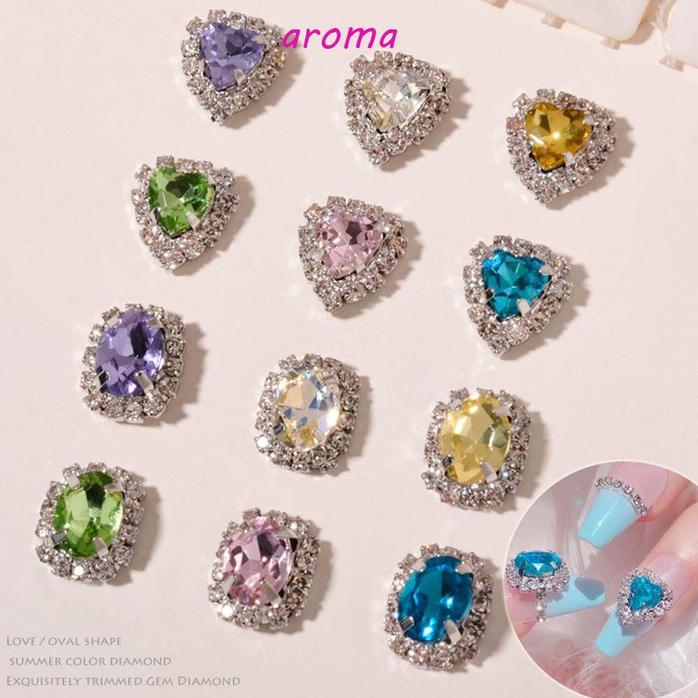 Móng Tay Giả Có Hương Thơm Họa Tiết Trái Tim Xinh Xắn|Phụ Kiện Trang Trí Móng Tay 3D Lấp Lánh Sang Trọng|Phụ Kiện Trang Trí Móng Tay Xinh Xắn