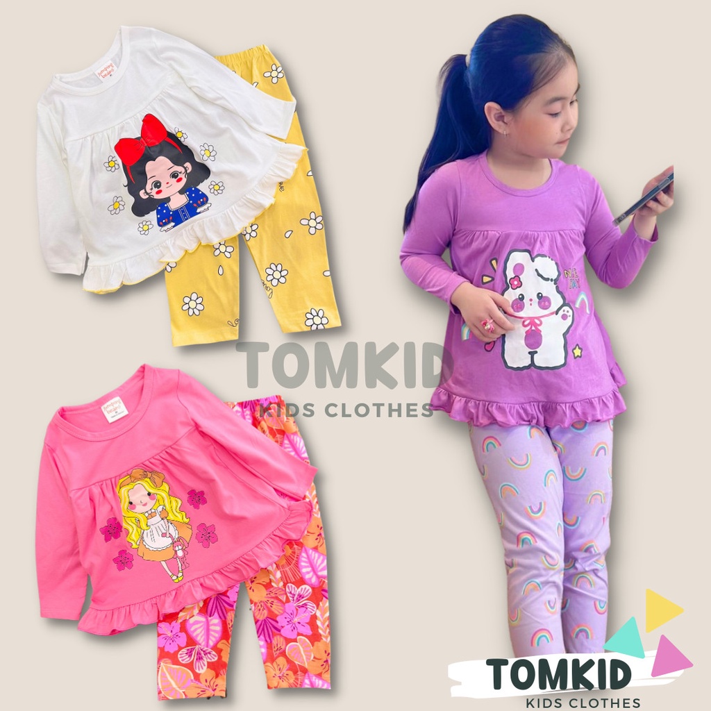Đồ ngủ cho bé gái, đồ bộ dài tay bé gái chất cotton xuất  chính phẩm mềm mịn không nhão vải 10-40kg Tomkids