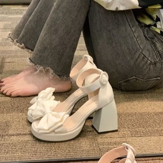 Sandal cao gót giày cao gót với đế dày đế xuồng đính nơ thời trang mùa hè-aa1455