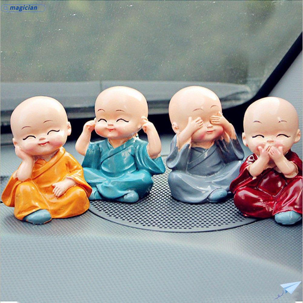 Set 4 Tượng Chú Tiểu Mini Trang Trí Đáng Yêu