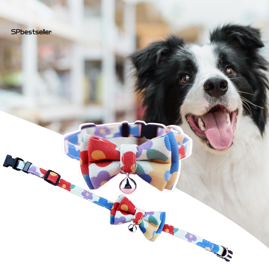 1 Bộ Dây Dắt Thú Cưng Đi Dạo Bằng Polyester Họa Tiết Hoa Thắt Nơ Dễ Điều Chỉnh