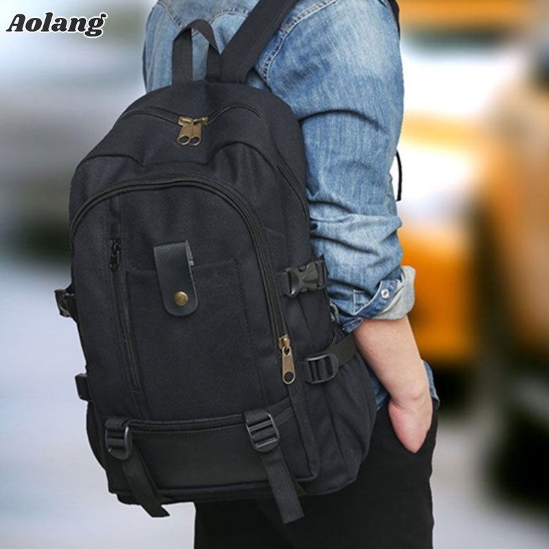 Aolang Balo Canvas Cỡ Lớn Thiết Kế Đơn Giản Thời Trang Cho Nam