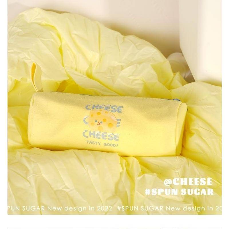 Túi Đựng Bút Màu Trơn Đơn Giản Sức Chứa Lớn Kiểu Phô Mai Và Phô Mai Nhật Bản