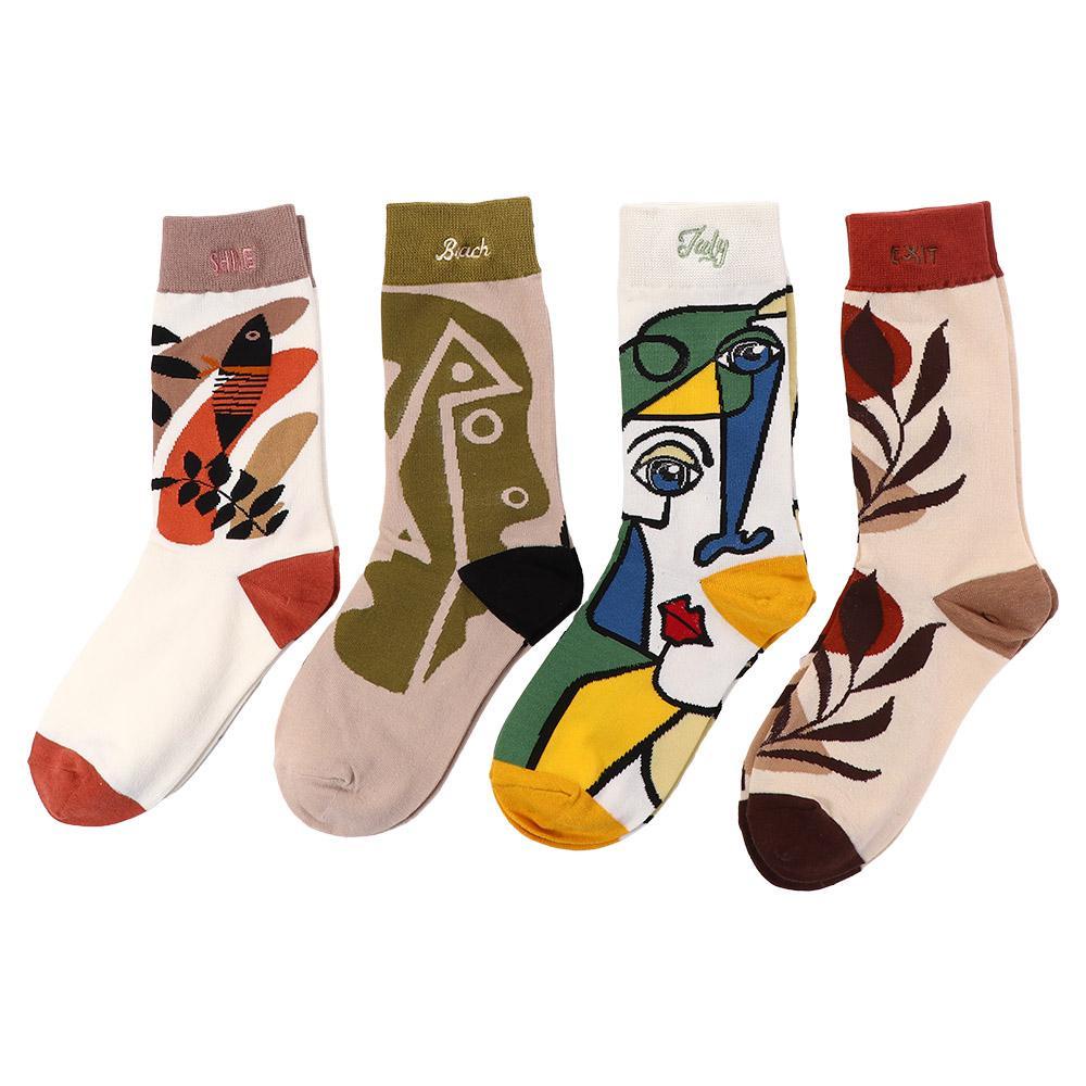 AROMA Vớ Ống Trung Bình Mềm Mại Thoải Mái Giữ Ấm Mùa Đông In Chữ Phong Cách Harajuku Cổ Điển