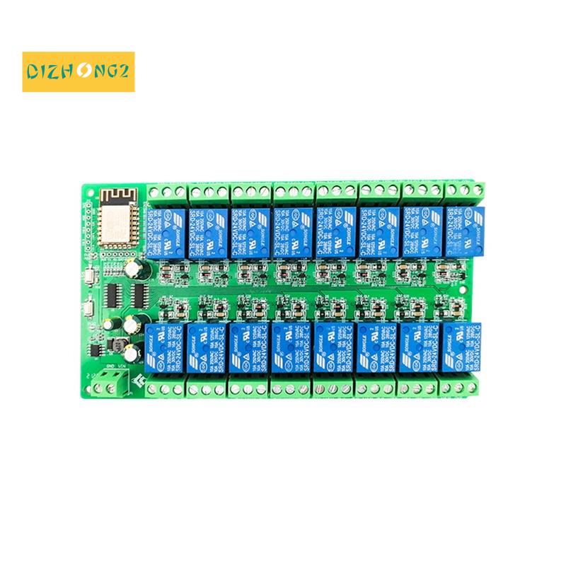 Mô-đun chuyển tiếp ESP8266 WIFI 16 kênh Bảng phát triển ESP-12F Nguồn điện . Mô-đun chuyển tiếp 16 chiều, Chế độ cung cấp 12V
