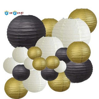 Set 20 lồng đèn giấy màu trắng đen phong cách nhật bản / trung quốc trang trí tiệc cưới ngoài trời
