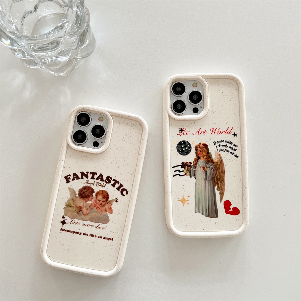 Ốp Điện Thoại TPU Silicon Mềm Chống Sốc In Hình Thiên Thần Phong Cách Retro Cho iPhone 14 13 12 11 PRO MAX