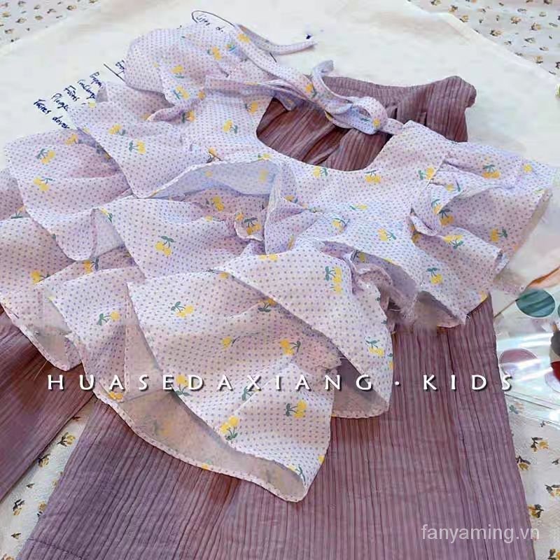 Set Áo Thun Ngắn Tay + Quần Ống Rộng Phong Cách Phương Tây Thời Trang Mùa Hè 2023 78O6 Cho Bé Gái