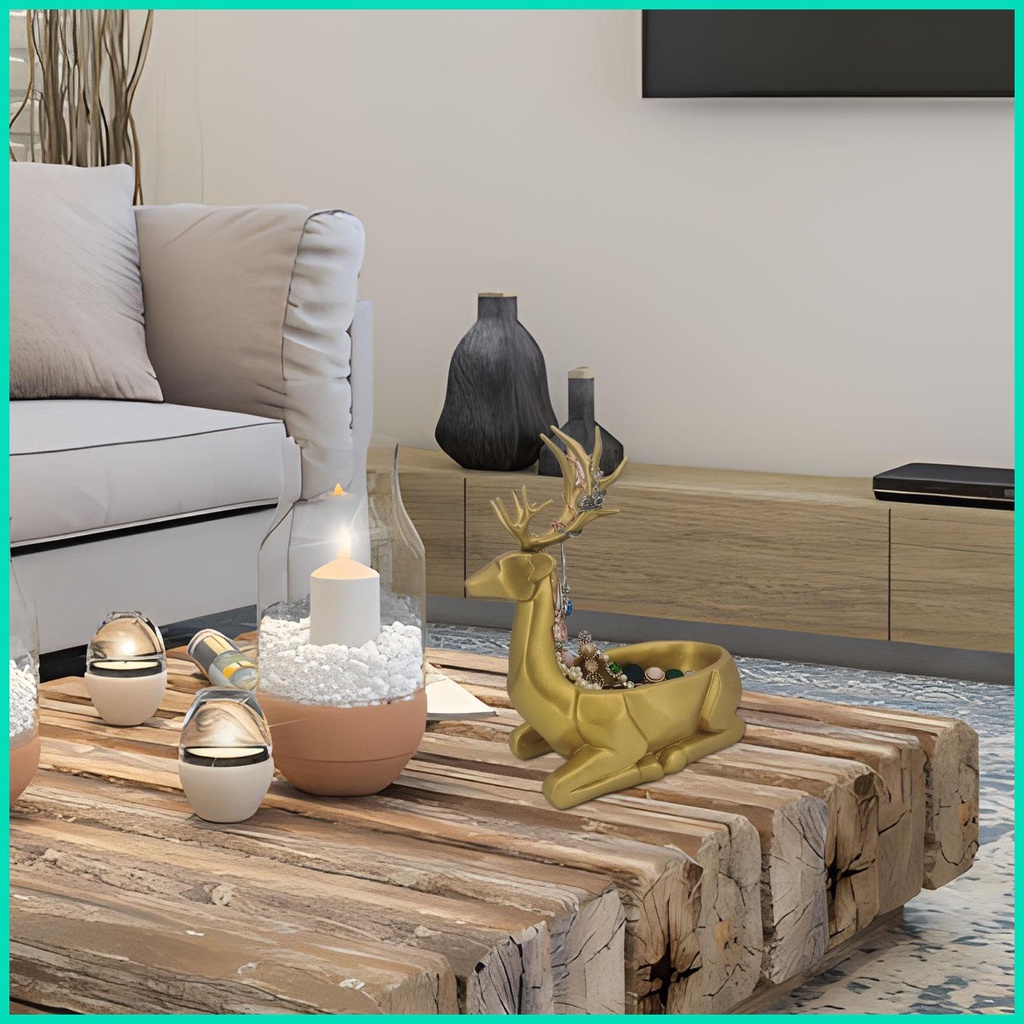 Tượng Hươu Bằng Resin Resin Kèm Giỏ Đựng Để Bàn Trang Trí Nội Thất