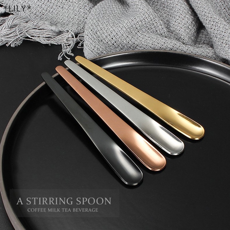 Lily 1PC muỗng cà phê thép không gỉ muỗng phẳng cho món tráng miệng cà phê trộn muỗng uuu