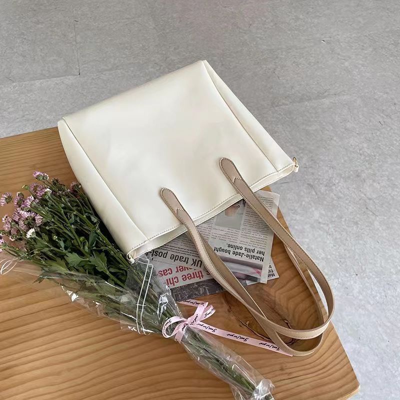 Túi tote Đeo Vai Cỡ Lớn Màu Trơn Có Khóa Kéo Thời Trang Cho Nữ