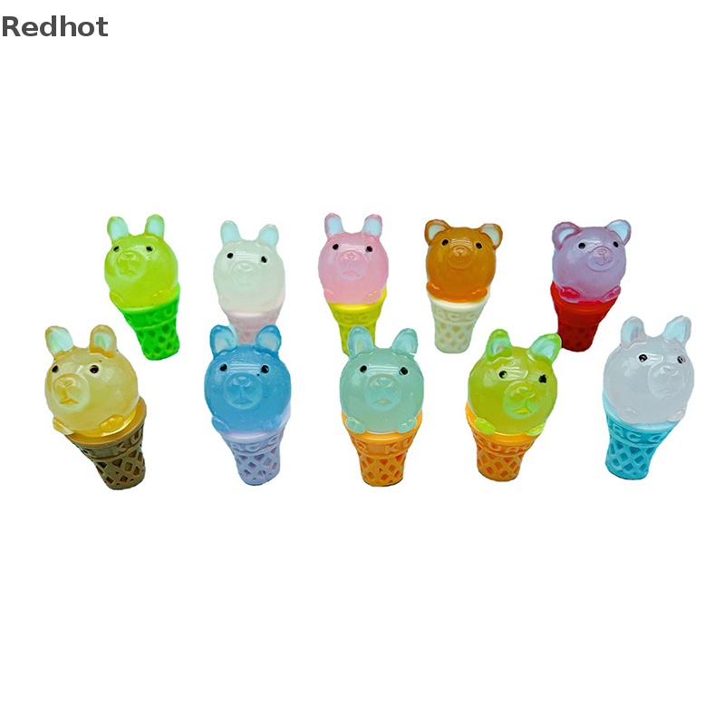 &lt; Redhot &gt; Bộ 2 Búp Bê Trang Trí Tiểu Cảnh Có Hương Thơm Hình Kem Gấu Phát Sáng