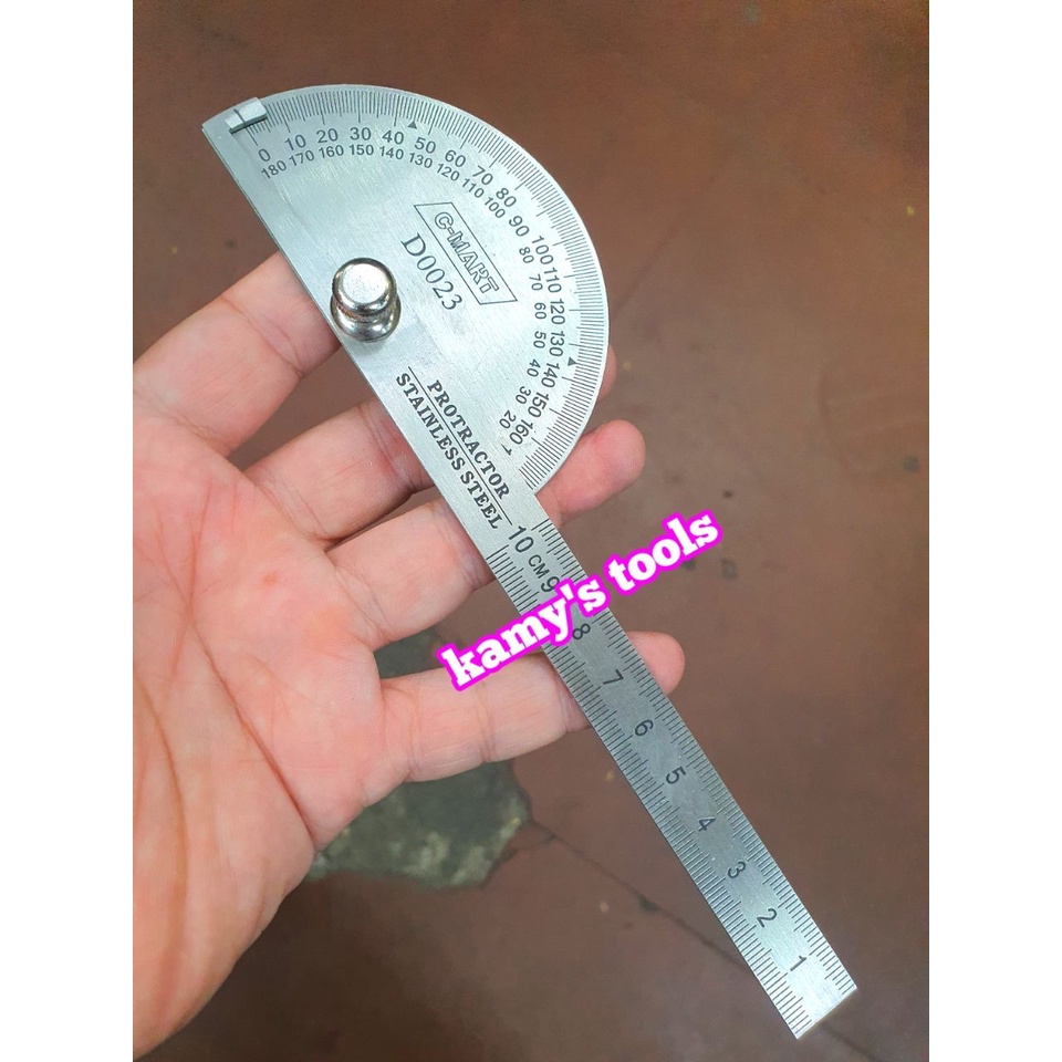 Thước đo góc 180 độ được làm từ thép không gỉ Cmart Model D0023 dài 100mm