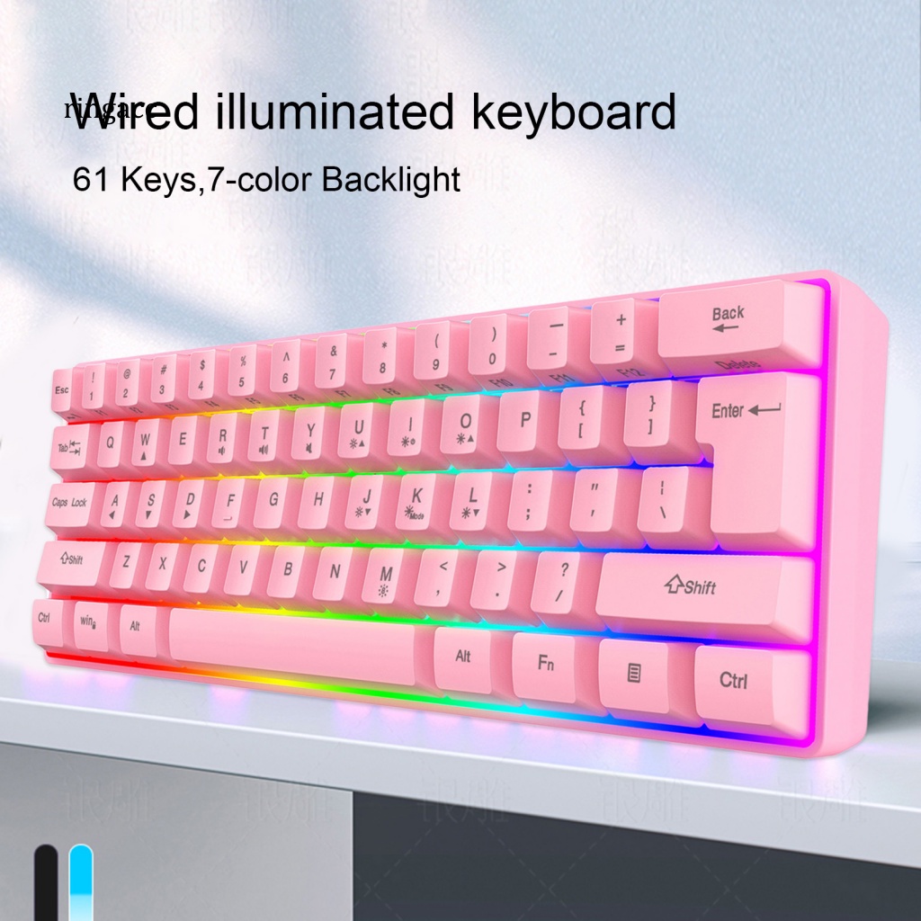 Bộ Bàn Phím Và Chuột RGA 61 Phím Có Dây 7 Màu Dạ Quang Chống Trượt Chống Nước Dùng Để Chơi Game