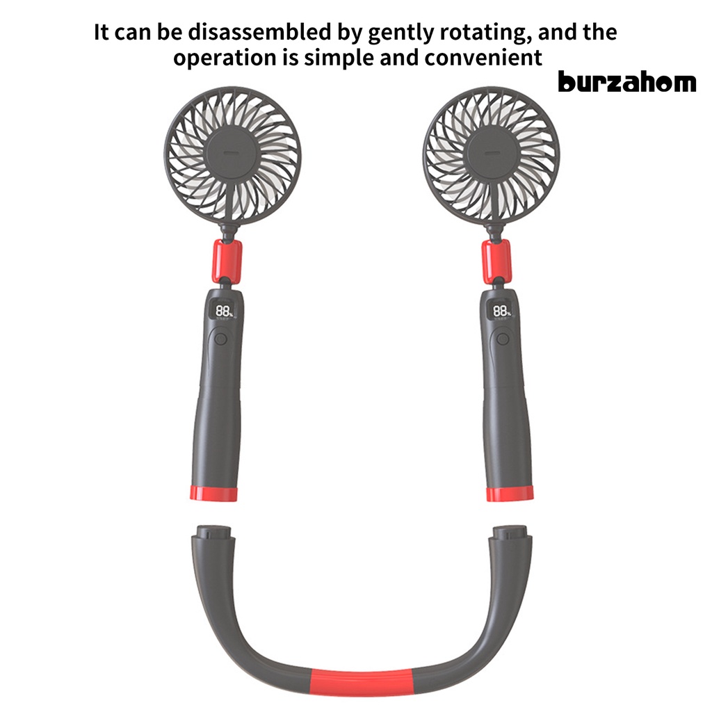 Quạt Làm Mát Đeo Cổ 2 Trong 1 Có Thể Tháo Rời Màn Hình Kỹ Thuật Số Tiện Dụng