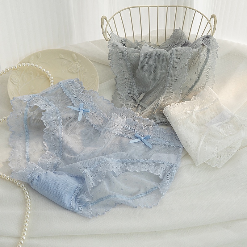 Quần Lót cotton Lưng Thấp Phối Ren Thoáng Khí Thời Trang Mùa Hè Hàng Mới Dành Cho Bạn Nữ