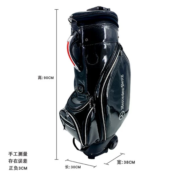 Túi đựng gậy chơi golf Mercedes chất liệu da bóng chống nước chống xước có bánh xe, cover cứng đi máy bay