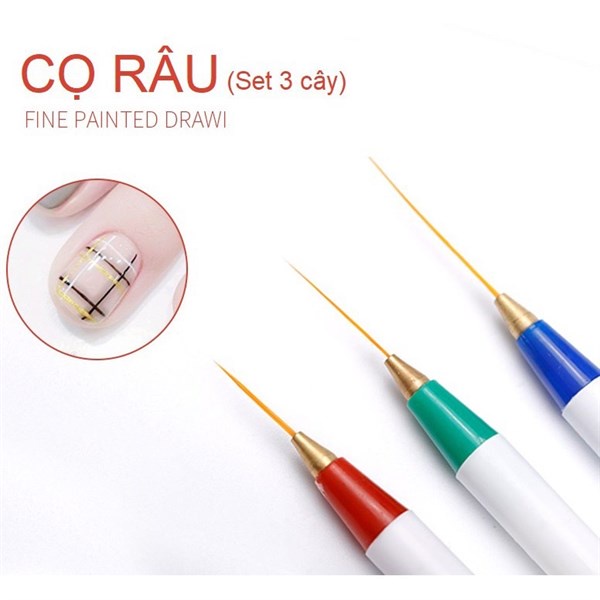 Set 3 cọ râu, cọ vẽ nét trang trí móng (Set)