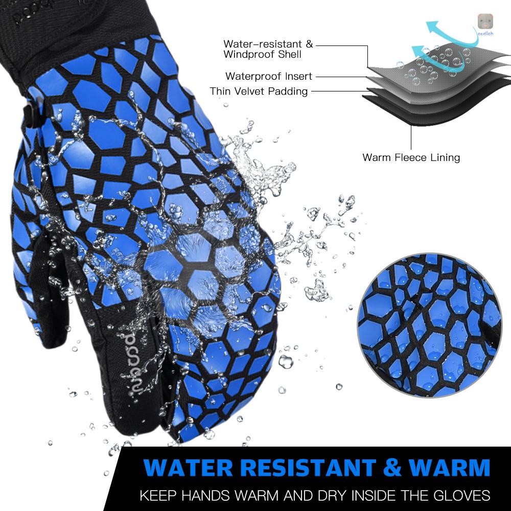 Găng Tay Trượt Tuyết Dây Rút Có Thể Chạm Màn Hình Cảm Ứng Giữ Ấm Mùa Đông Cho Nam Nữ