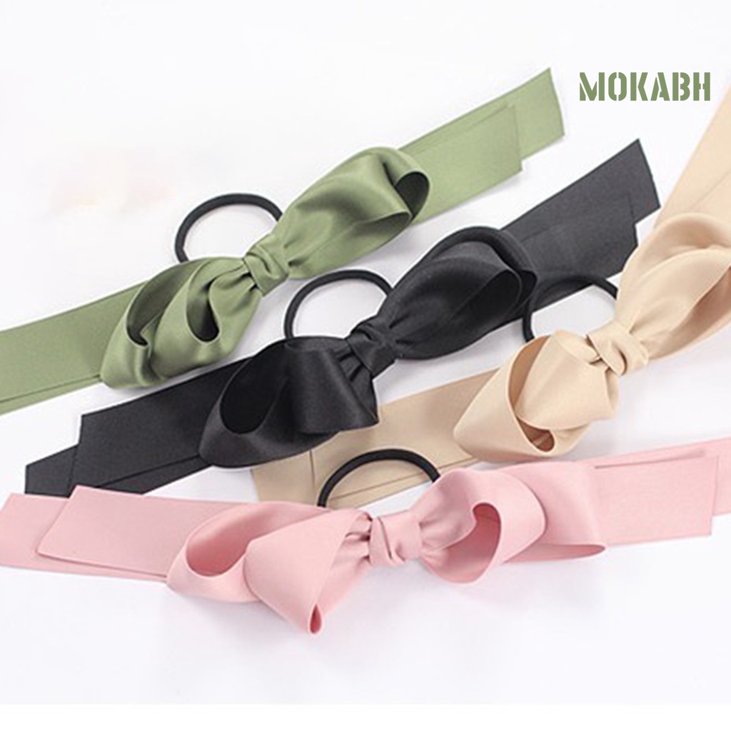 Dây Buộc Tóc Thắt Nơ Hai Lớp Bằng Vải Satin Màu Sắc Ngọt Ngào