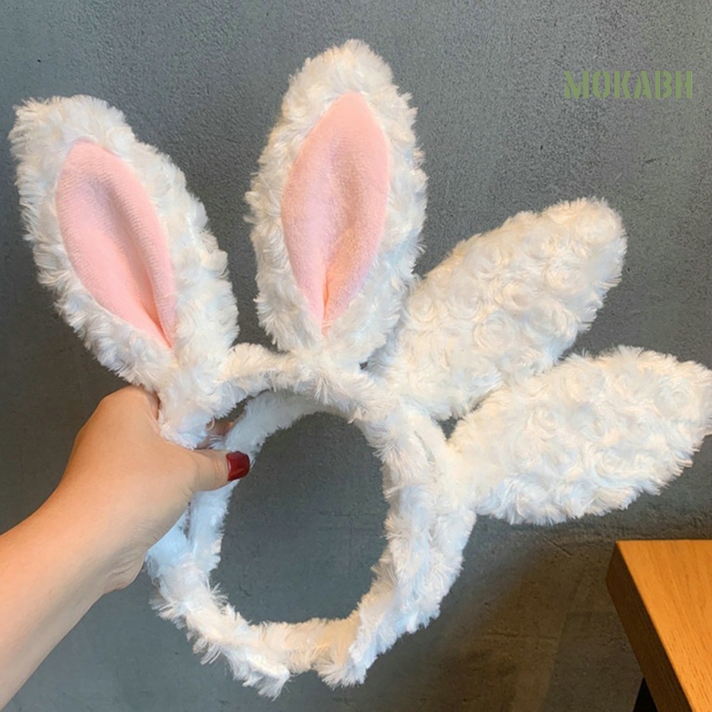 Băng Đô Cài Tóc Hình Tai Thỏ Hoạt Hình Dễ Thương Chống Trượt Cho Nữ