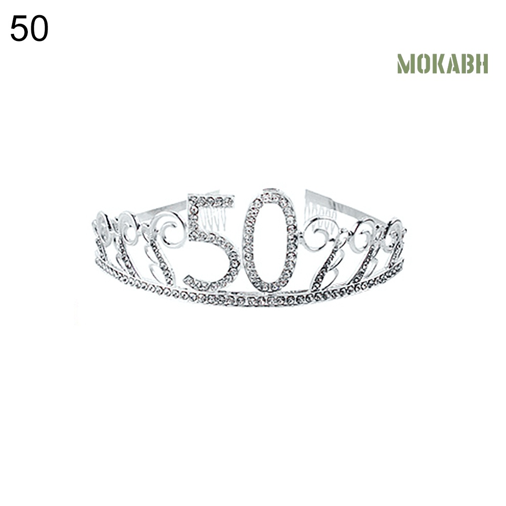 [Mok Abh] Vương Miện Số 30 / 40 / 50 Tuổi Đính Kim Cương Giả Lấp Lánh
