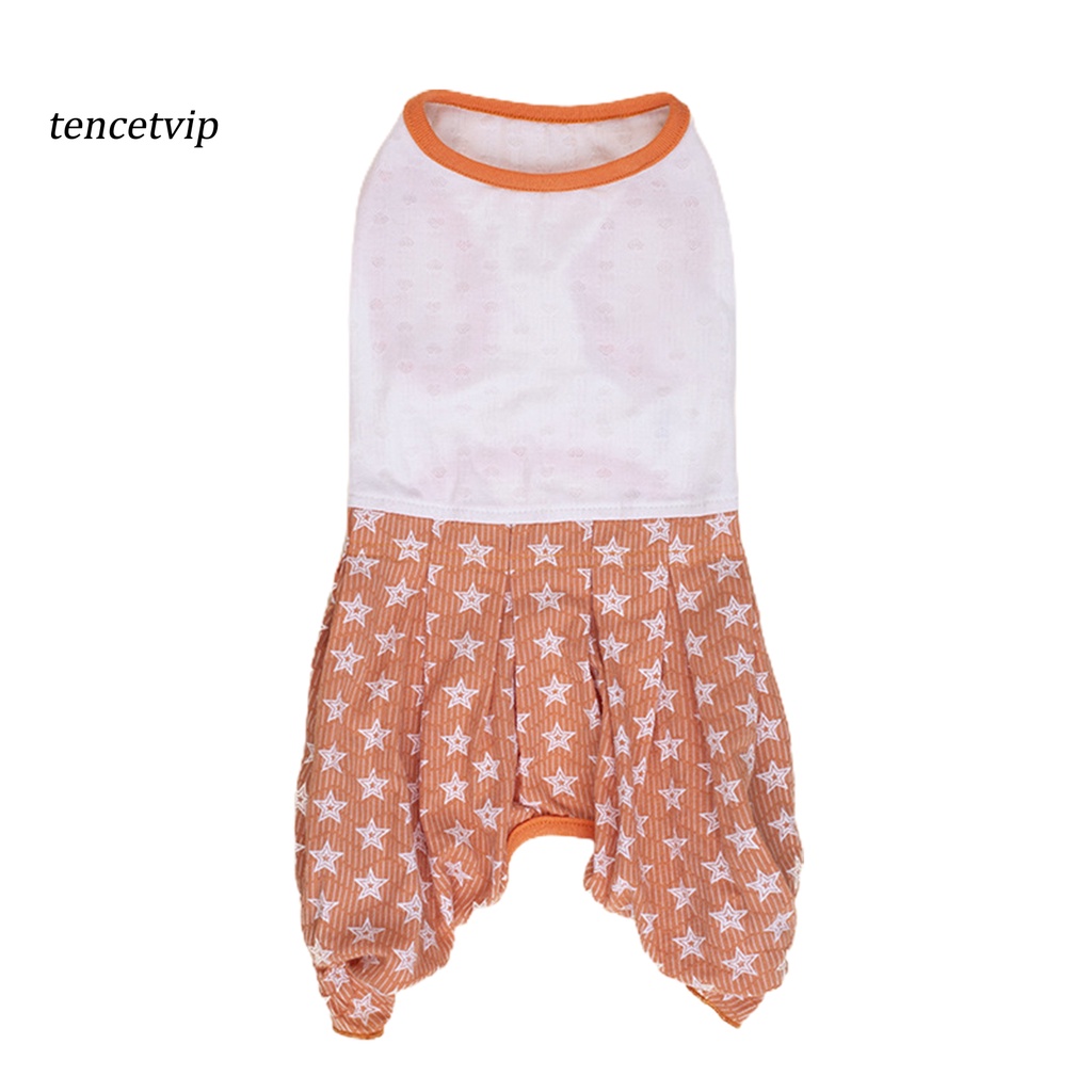 Bộ Áo Liền Quần Bằng Cotton Cổ Tròn Thoải Mái In Họa Tiết Ngôi Sao Xanh Dương Cho Thú Cưng