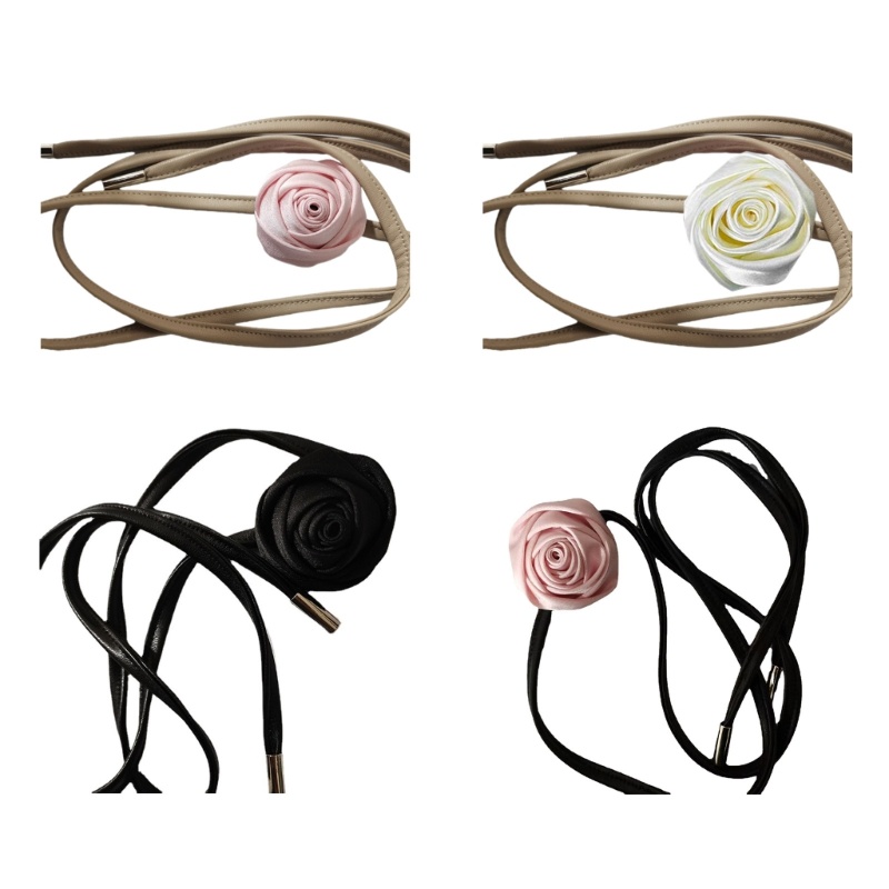 Choker Vải Mềm Họa Tiết Hoa Kèm Dây Xích PU