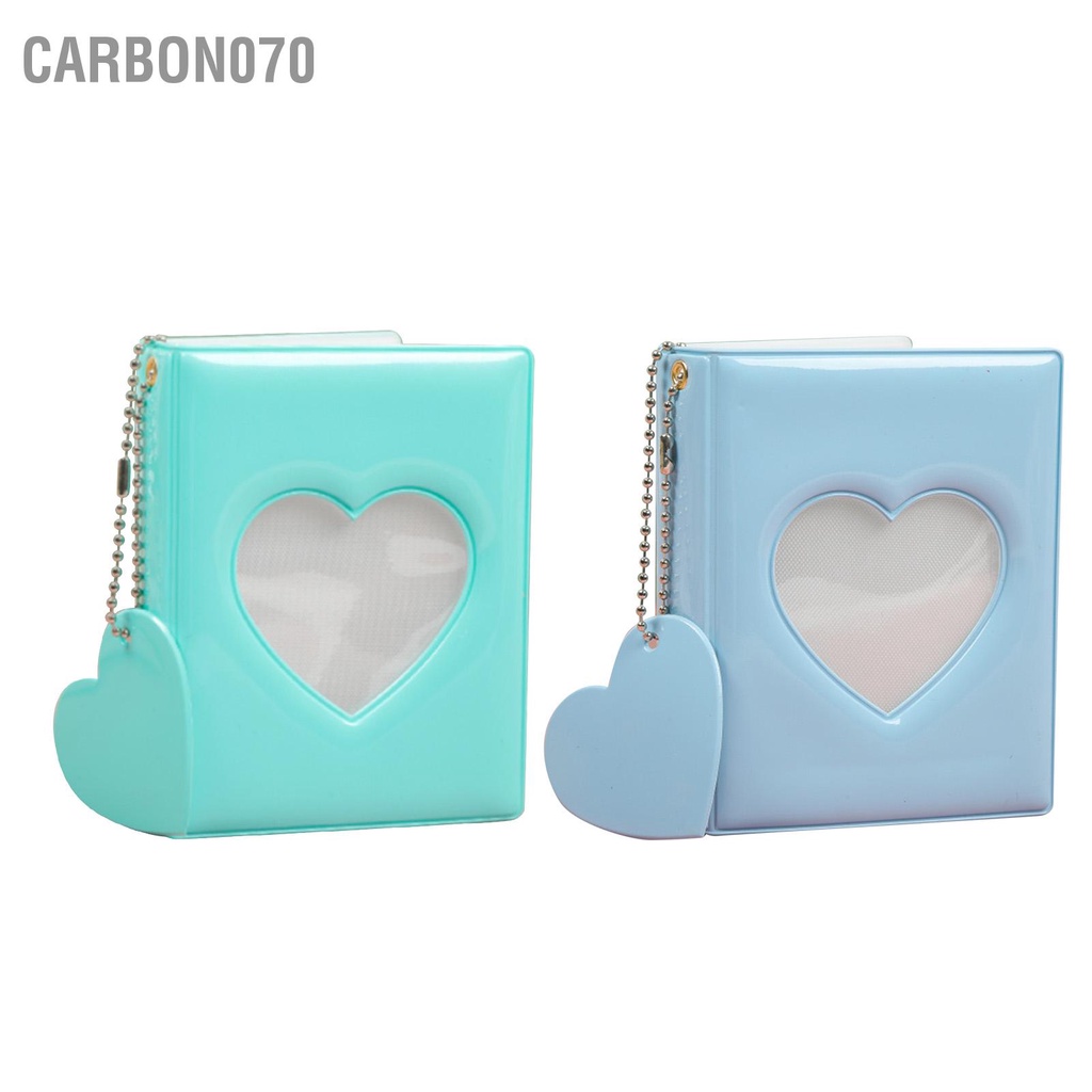 Carbon070 Túi Album Ảnh Trái Tim Rỗng Bao DIY Làm 3in Ngăn Đơn PVC Màu Nguyên Chất Giản Phong Cách Sách Hình