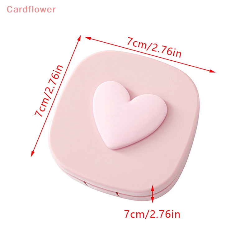 < Cardflower > Hộp Đựng Kính Áp Tròng Hình Vuông Màu Macaron Trái Tim Tráng Gương Nhỏ Gọn Dễ Mang Theo Khi Đi Du Lịch