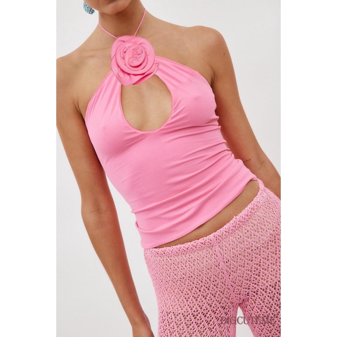 Áo Hai Dây Sát Nách Hở Lưng Màu Trơn In Họa Tiết Hoa 3D Dành Cho Nữ