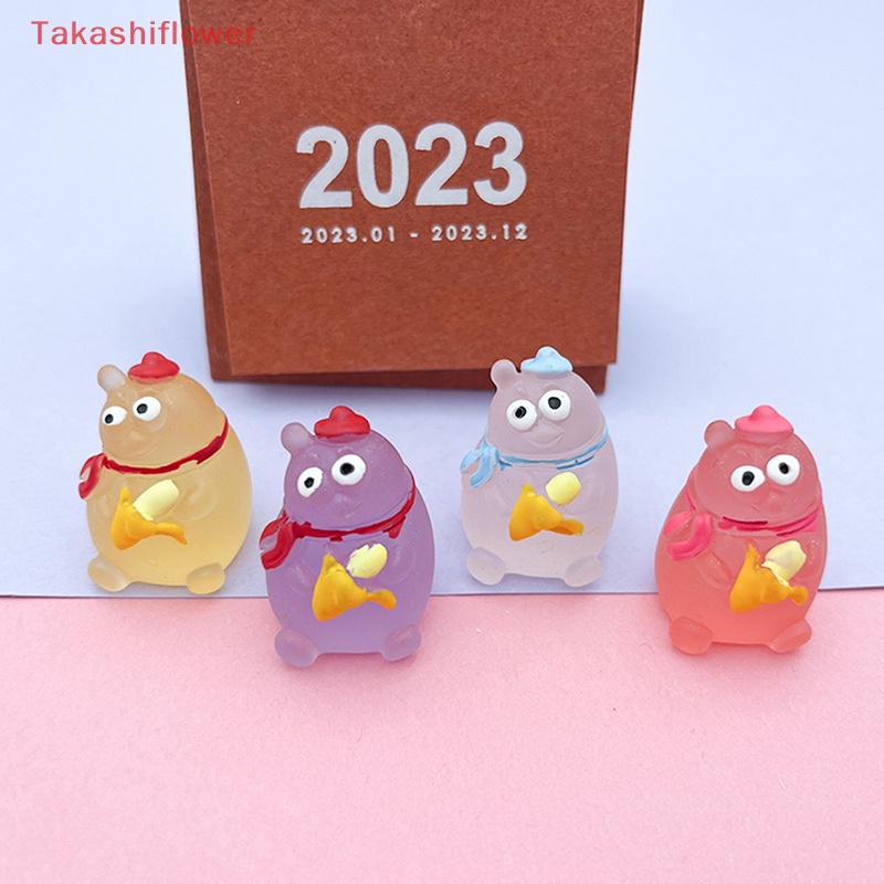 Set 2 Chú Gấu Dạ Quang Bằng Nhựa Resin Dễ Thương Dùng Trang Trí Xe Hơi