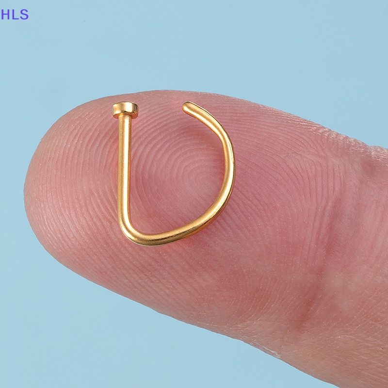 Set 3 Khuyên Mũi 18G Hình Chữ D Bằng Thép Không Gỉ Cá Tính