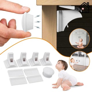 Set 4 / 1 khóa cửa tủ vô hình nam châm bảo vệ an toàn cho bé