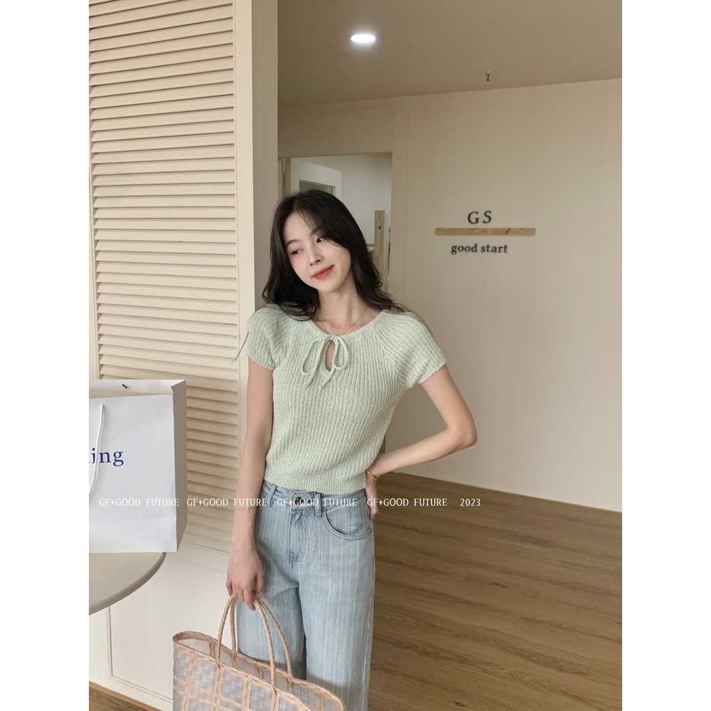 SUXI Áo Thun Croptop Dệt Kim Tay Ngắn Dáng Ôm Cột Dây Thời Trang Mùa Hè Cho Nữ