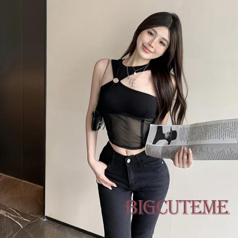 Áo Croptop Sát Nách Màu Trơn Dáng Ôm Thời Trang Mùa Hè Quyến Rũ Cho Nữ