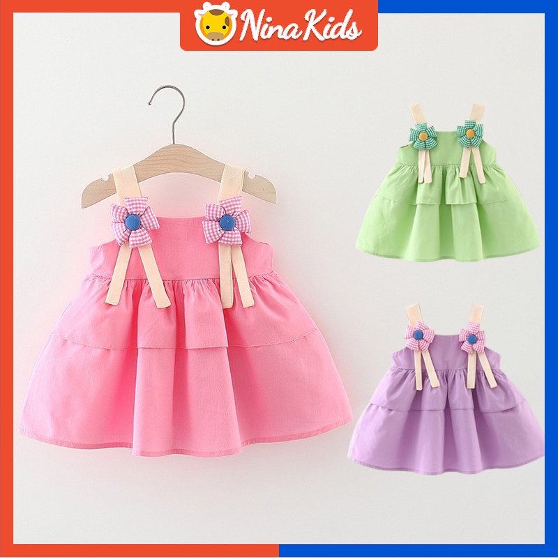 Đầm Công Chúa Mùa Hè Hai Dây In Họa Tiết Ba Chiều Phong Cách Hàn Quốc Cho Bé Gái 0-4 Tuổi